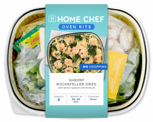 Home Chef Oven Kit Shrimp Rockefeller Orzo With Lemon Spinach and Broccoli Perspective: top