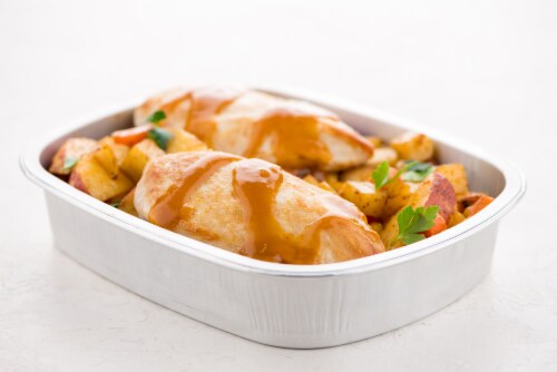 Home Chef Oven Kit Chicken Pot Roast With Roasted Root Vegetables and Potatoes Perspective: top
