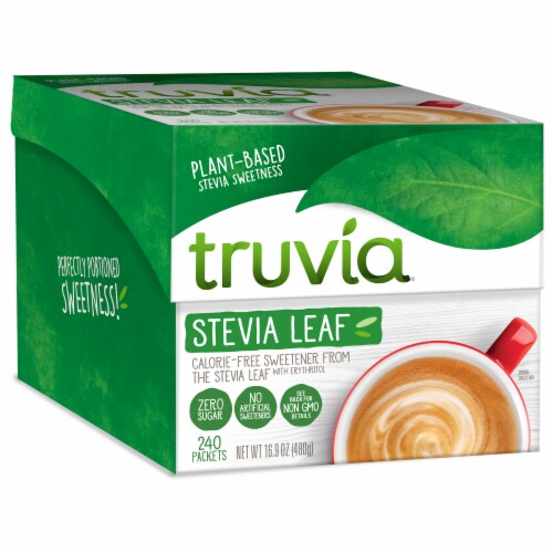 Truvia Original Calorie-Free Sweetener from the Stevia Leaf Packets, 240 Count, 16.9 oz Carton Perspective: top