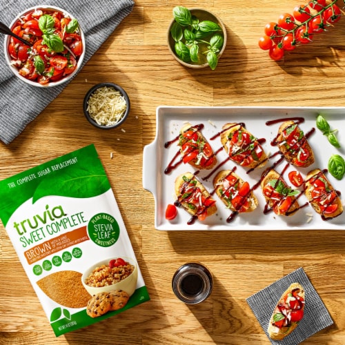Truvia Sweet Complete Brown Calorie-Free Sweetener with the Stevia Leaf Bag Perspective: top