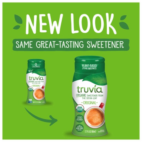 Truvia Zero-Calorie Liquid Sweetener from the Stevia Leaf, 2.7 fluid ounce bottle, Original flavor Perspective: top