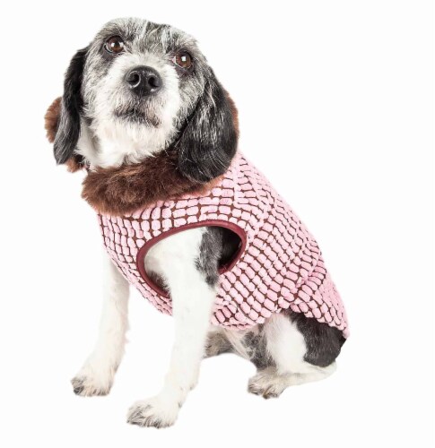 Pet Life 44PBMD Luxe Beautifur Elegant Designer Boxed Mink Fur Dog Coat Jacket, Pink & Brown Perspective: top