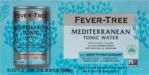 Fever-Tree Lemon Thyme & Rosemary Mediterranean Tonic Water Cans Perspective: top
