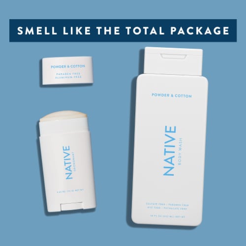 Native for Men and Women Deodorant, Powder & Cotton, Aluminum Free Perspective: top
