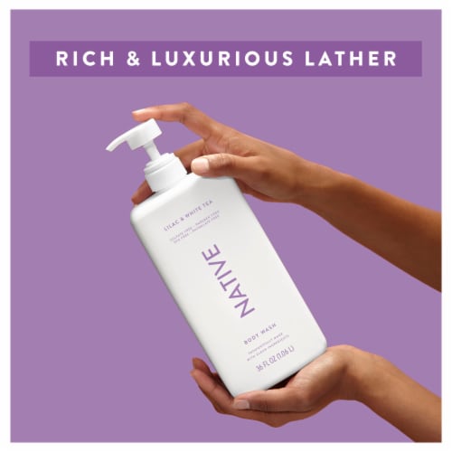 Native Body Wash Pump with Lilac & White Tea Perspective: top