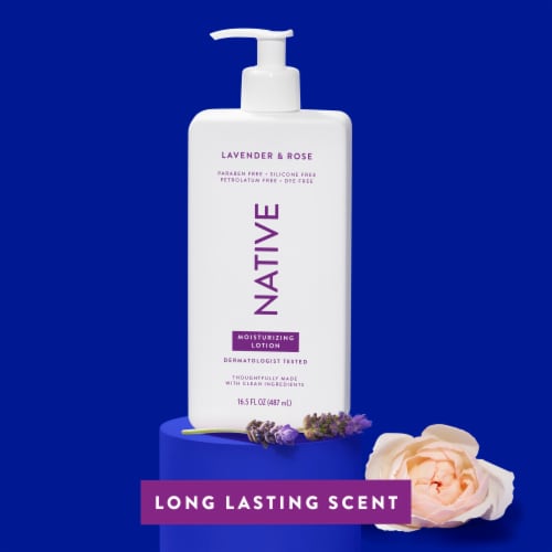 Native Moisturizing Hand & Body Lotion, Lavender & Rose, Silicone Free, for Women and Men, 16.5 oz Perspective: top