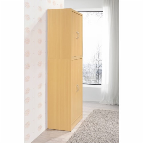 Hodedah 4 door kitchen pantry with 4 shop shelves