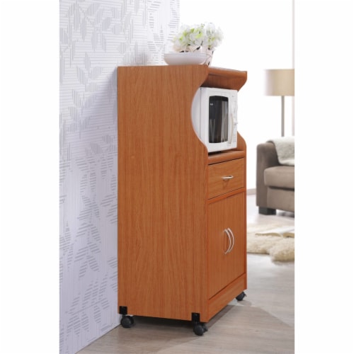 Hodedah Wheeled Kitchen Microwave Cart with Drawer and Cabinet Storage Cherry 1 Piece Smith s Food and Drug