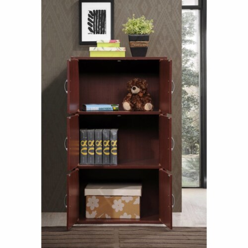 Hodedah 6 Door Enclosed Multipurpose Storage Cabinet for Home & Office, Mahogany Perspective: top