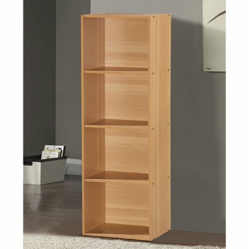 Hodedah 12 x 16 x 47 Inch 4 Shelf Bookcase and Office Organizer, Beech Finish Perspective: top