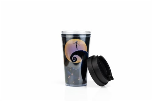 The Nightmare Before Christmas Graveyard Scene Travel Mug | Holds 16 Ounces Perspective: top
