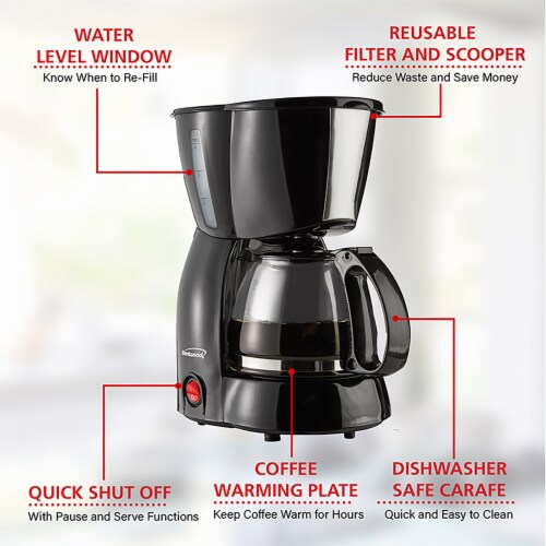 Brentwood 4 Cup Coffee Maker Black 1 ct Smith s Food and Drug