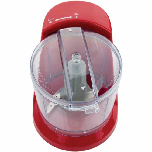 Brentwood MC-109R 1.5 Cup Kitchen Countertop Mini Food Chopper Processor, Red Perspective: top