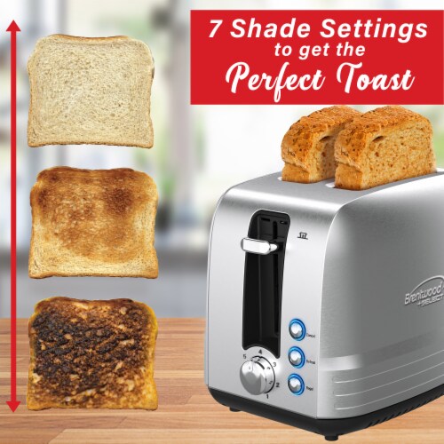 Brentwood Select Extra Wide 2 Slot Stainless Steel Toaster Perspective: top
