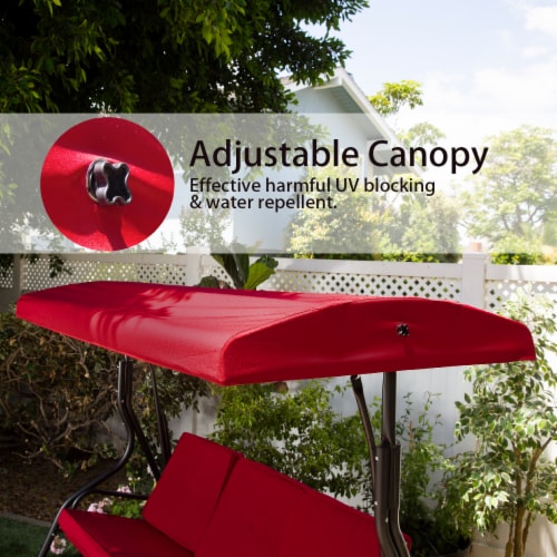 Outdoor 3 Seater Patio Porch Swing Chair with Adjustable Canopy 1 Unit Kroger