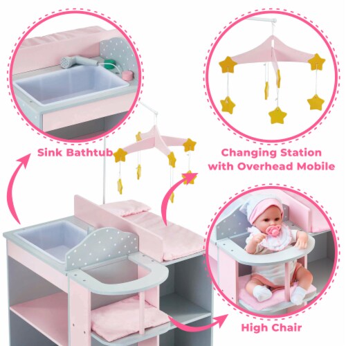 Polka Dots Little Princess Baby Doll Changing Station with Storage, Pink &  Gray, 1 - City Market