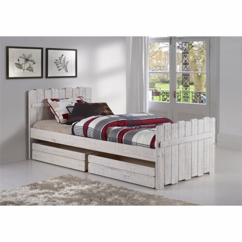 Donco Kids Twin Solid Wood Tree House Panel Bed with Drawers in