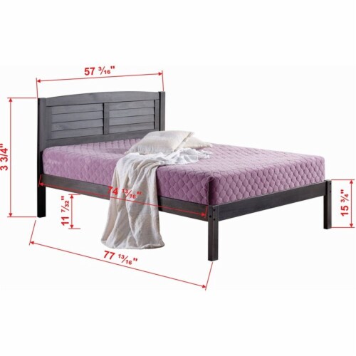 Donco Kids Louver Full Soild Wood Panel Bed with Trundle in Antique Gray Perspective: top