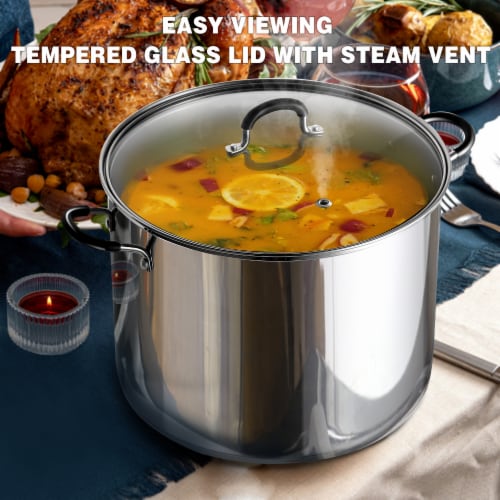 Cook N Home Professional Sauce Pot Stockpot Saucier Casserole Pan with Lid, 5 QT, Silver Perspective: top