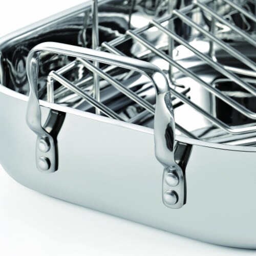Cooks Standard 16-Inch by 13-Inch Stainless Steel Roaster with Rack Perspective: top