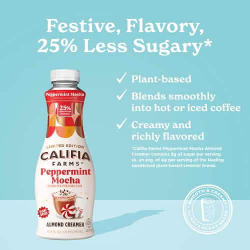 Califia Farms® Peppermint Mocha Almond Milk Liquid Coffee Creamer Perspective: top