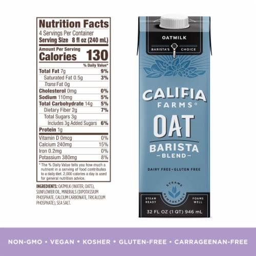 Califia Farms® Oat Barista Blend Oatmilk Perspective: top