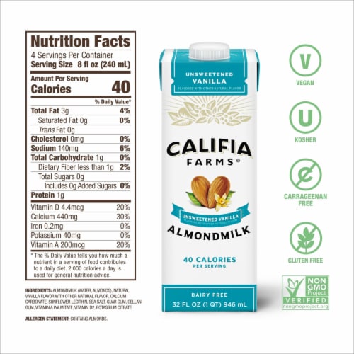 Califia Farms® Unsweetened Vanilla Almondmilk Perspective: top