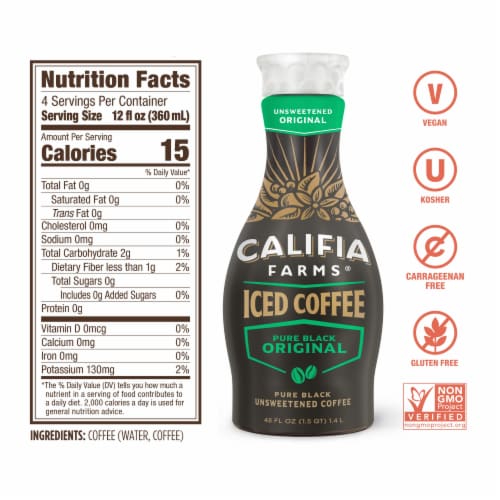 Califia Farms® Pure Black Unsweetened Iced Coffee Perspective: top