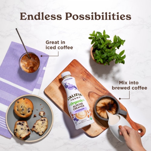 Califia Farms® Organic Lavender Almond Milk Coffee Creamer Perspective: top