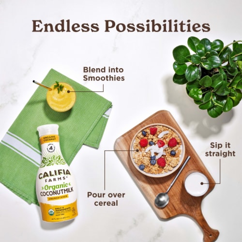Califia Farms® Dairy-Free Organic Unsweetened Original Coconut Milk Perspective: top