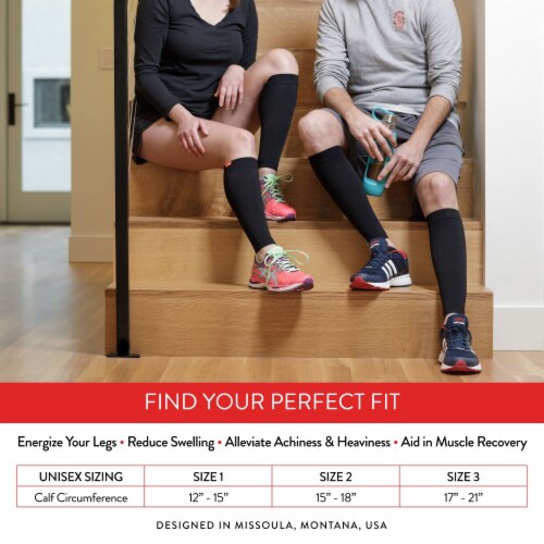 VIM & VIGR Compression Leg Sleeves: 15-20 mmHg (Nylon) - Black Size 2 Perspective: top