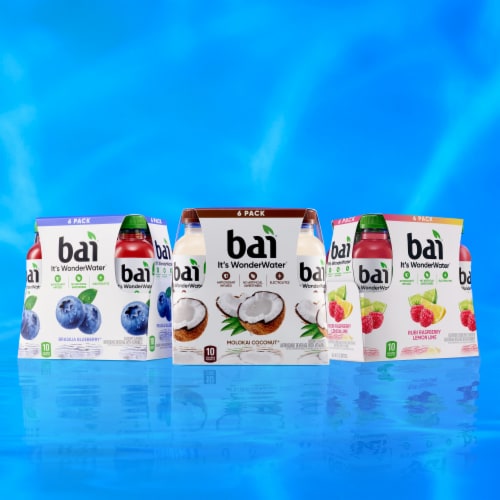 Bai Molokai Coconut Water Beverage Bottles Perspective: top