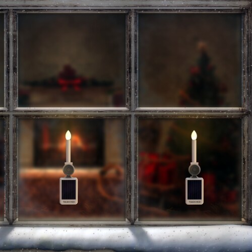 Touch Of Eco Solar Led Flameless Window Candles 2 Pack Suction Cup 9X3 Inch 1 unit Kroger