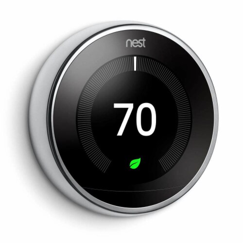 Google Nest T3019US Learning Thermostat 3rd Gen - Polished Steel Perspective: top