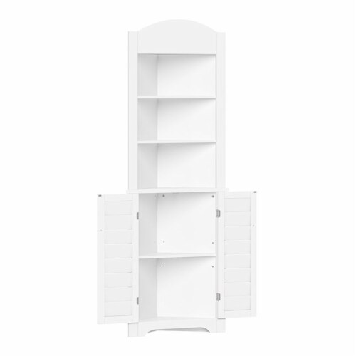 RiverRidge Brookfield Tall Transitional Wood Corner Cabinet in White Perspective: top