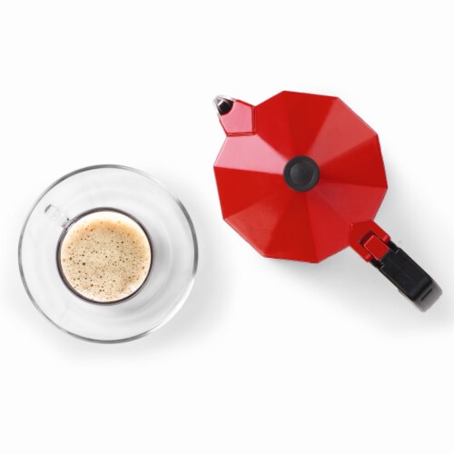 6-Cup Aluminum Espresso Maker Red Holstein Housewares Perspective: top