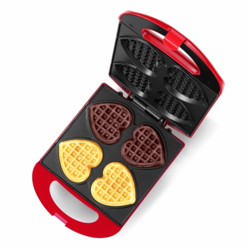 Nostalgia Mini Waffle Maker 5 Heart Shape - Red NEW