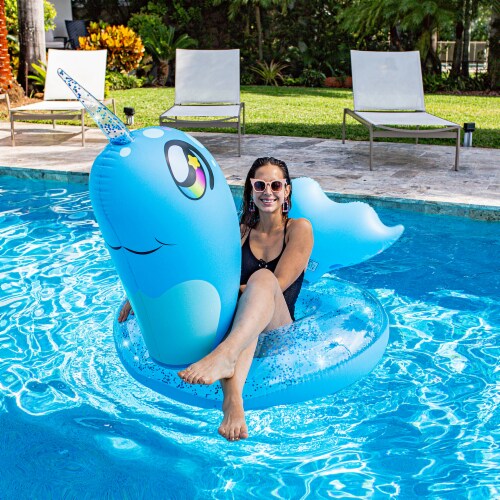 PoolCandy Narwhal Glitter Filled Pool Tube Perspective: top