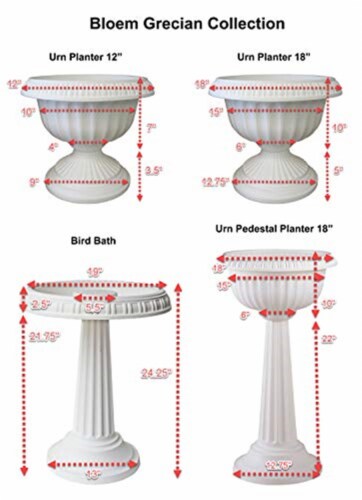 Bloem 256833 18 in. Grecian Plastic Urn  Casper White Perspective: top