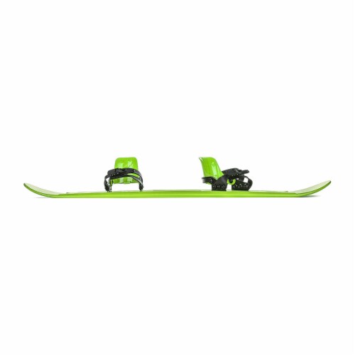 Lucky Bums 95cm Youth Kids Plastic Snowboard with Adjustable Bindings, Green Perspective: top