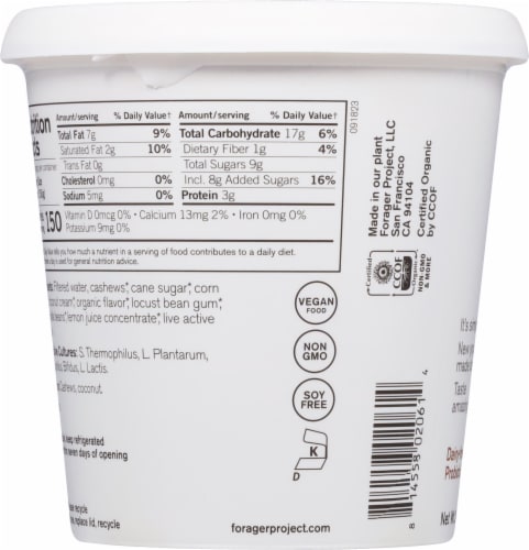 Forager® Project Vanilla Organic Dairy Free Cashew Milk Yogurt Tub Perspective: top