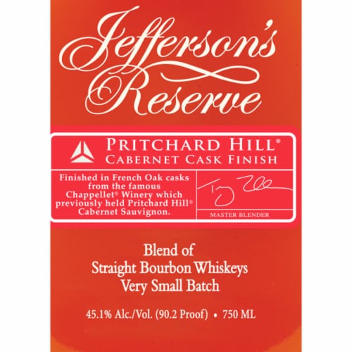 Jefferson's Reserve Pritchard Hill Cabernet Cask Finish Straight Bourbon Perspective: top