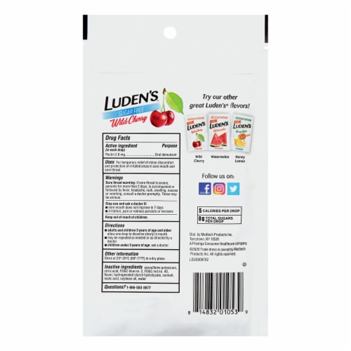 Luden's Wild Cherry Sugar Free Cough Drops Perspective: top