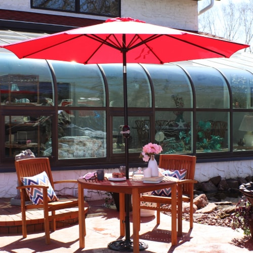 Sunnydaze 9 ft Aluminum Patio Umbrella with Tilt and Crank - Red Perspective: top