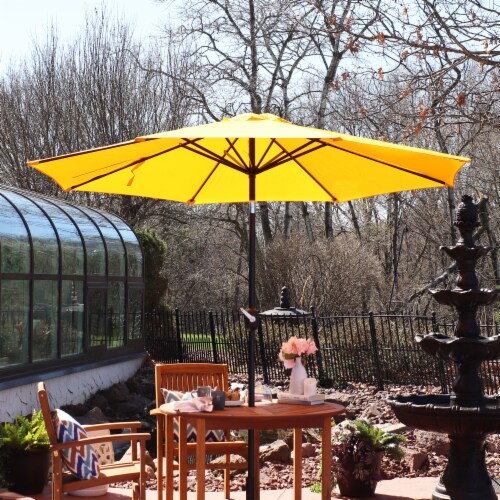 Sunnydaze 9 ft Aluminum Patio Umbrella with Tilt and Crank - Gold Perspective: top