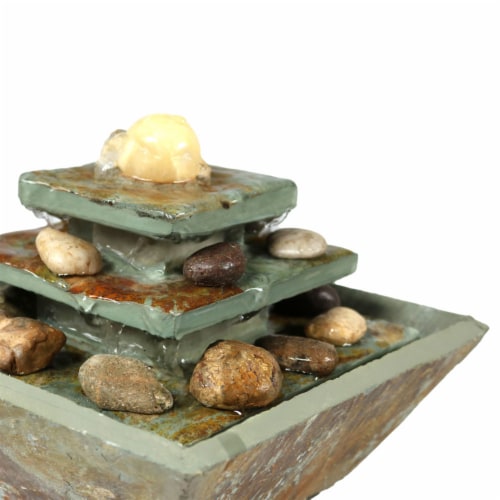 Tabletop Indoor Water Fountain LED Light 8  Ascending Slate Table Spa Zen Decor Perspective: top
