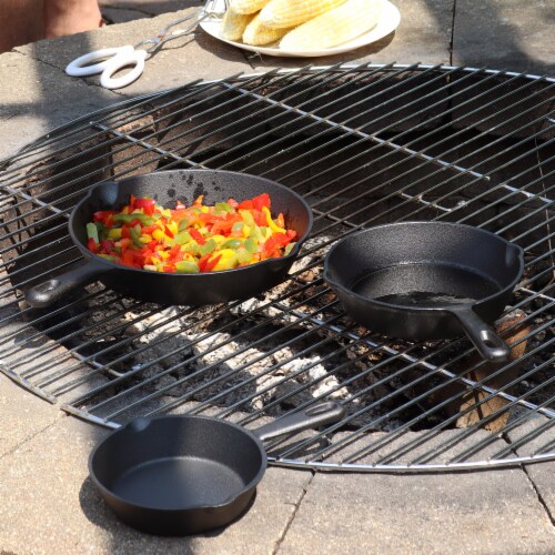 Pre-Seasoned Cast Iron Skillet Fry Pan Set 6 , 7 and 10 Round Cookware Perspective: top