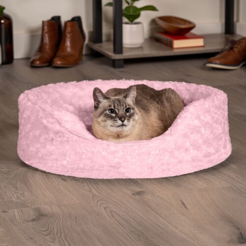 FurHaven Ultra Plush Oval Dog Bed Medium Strawberry Medium