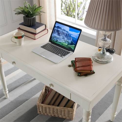 Leick Home Office Farmhouse Writing Desk with Center Drawer in
