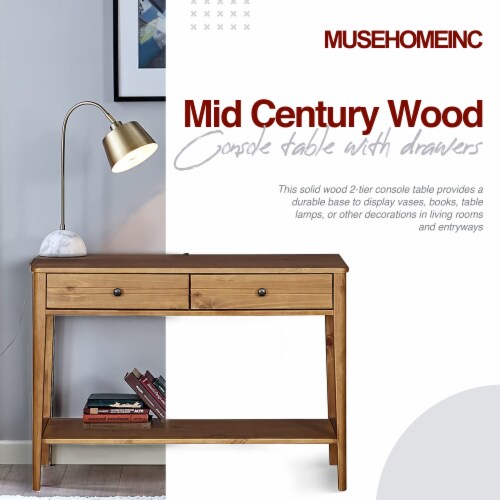 MUSEHOMEINC California Mid Century Wood Console Table with Drawers